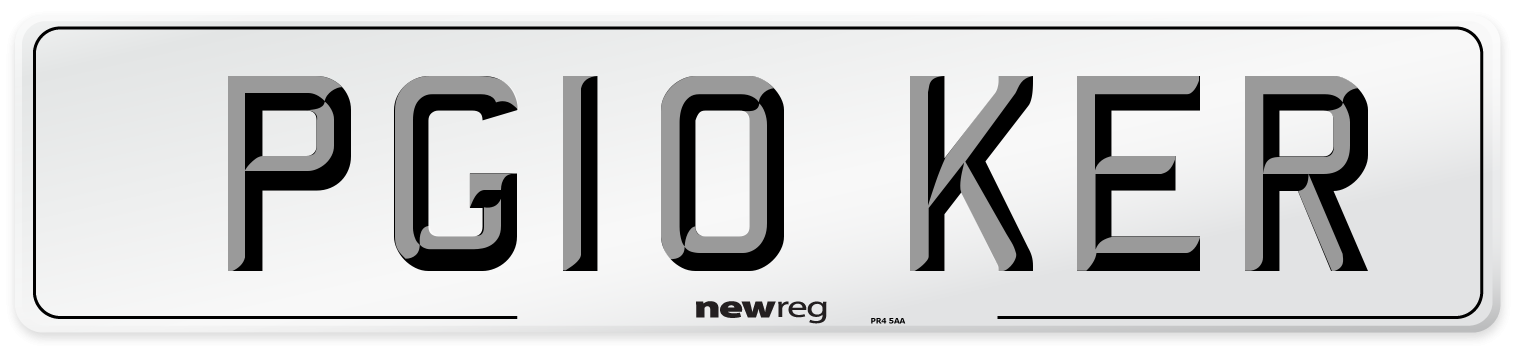 PG10 KER Number Plate from New Reg